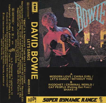 Front of David Bowie Let's Dance cassette